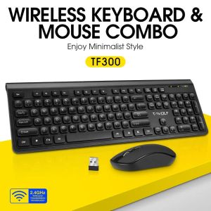 Combos Thunder wolf TF300 wireless keyboard and mouse set notebook desktop computer retro round keycap keyboard and mouse set