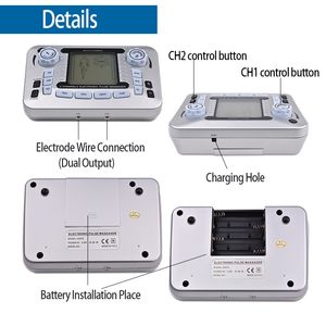 電子パルスマッサージャー/TENS EMSトレーナーボディマッサージ筋刺激装置バックボディネックマッサージデュアルチャネルセラピーマシン