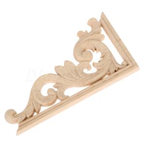 1 Pair 13*7*0.8CM Left And Right Wood Carved Corner Onlay Applique Unpainted Furniture Decor Frame Decal carpenter Decoration