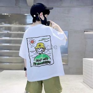 Tシャツ子供用服の男の子短袖Tシャツ夏の子供たちトップビッグボーイズ夏の純粋な綿夏のトレンドT 240410