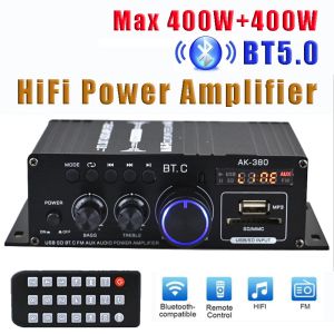 Amplifikatör AK380 12V Bluetooth Güç Amplifikatörü Ev Araba Sınıfı D HIFI AMP MAX 800W Stereo Bas Ses Amperleri Destek FM MP3 çalar USB SD Giriş