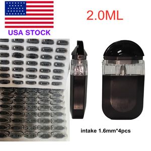 USA Stock 2,0 ml Einweg -Vape -Stift 280 mAh wieder aufladbarer Batterie Dicke Ölkabine 2 Gramm Schoten Einlass 4x1.6mm Customized Vaporizer leer