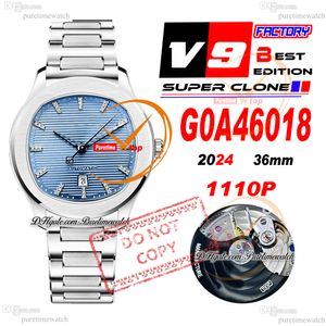 Polo Date G0A46018 Miyota M9015 Automatisk kvinnors klocka V9F 36mm Ice Blue Dial Diamonds Stick Stainless Steel Armband Super Edition Ladies Watches Puretime PTPG