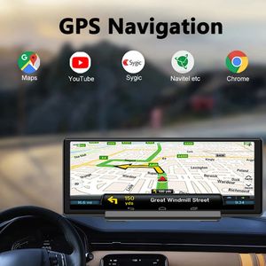 10.26インチ4GダッシュカムバックビューミラーAndroid 10 GPS FHD 1080P DVR CarPlay/Android Auto Live Live Remote Park Monitor Wifi Bluetooth
