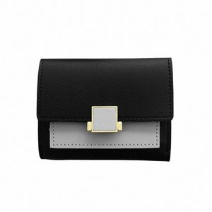 Kleine Brieftasche Frauen kurze süße Mädchen Brieftasche Patchwork Kreditbank Kartenhalter Brieftaschen Metallschnalle Geldbörsen weibliche Münze Geldbörse C7XB#