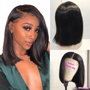 Indian Human Hair HD 5X5 Lace Closure Wig 13X4 Lace Front Bob Wigs 150% 180% 210% Density Natural Color Silky Straight 10-16inch