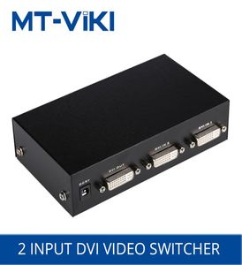 MTVIKI 2 bağlantı noktası DVI Anahtarlayıcı 2 1 Out Bilgisayar Monitörü HD Paylaşım Cihazı 19201440 Uzaktan Kumanda Güç Kaynağı MTDV2017320509