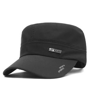 メンズカジュアルクイックドライフラットトップトップアウトドアレジャーサンシェーディングアヒルの帽子、中年の年配の春と夏の細い帽子