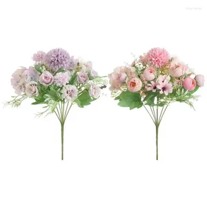 Декоративные цветы Реалистичный красочный букет яркий шелковый цветочный декор теплый красавица романтическое свадебное фестиваль Favors Home