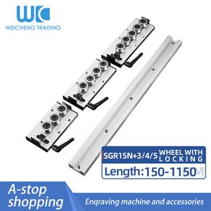 1/2PC Built-in Dual-Axis Core Linear Guide SGR15N The Length is 150-1150mm + 1/2/4PC SGB15N-3/4/5 Wheel lock Slide Rail Combinat