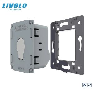 Placa base de comutação inteligente padrão da UE Livolo, 1 Gangue 2 Way Control, AC 220 ~ 250V, interruptor de tela de toque de luz de parede sem painel de vidro,
