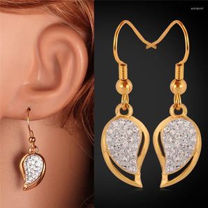 Dangle Küpeler Güzel Kalp Sarı Altın Renk Takıları Avusturya Rhinestone Damla Moda Kadınlar MGC E3063