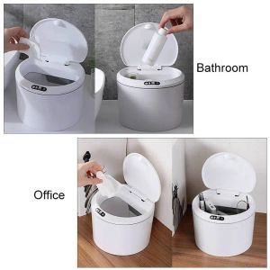 Mini Trash Can Desktop Car Garbage Bin Trash Wastebasket for Home Office Bathroom Automatic Sensor Smart Trash Bin 5L Barrel Box