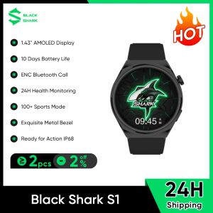 Watches Original Black Shark S1 Smartwatch 1.43'' AMOLED Screen Health Monitoring Fitness Watch 10 Days Battery Life