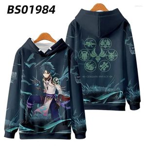 Hoodies masculino Genshin Impact Xiao 3D Impressão Men/Women Fashion Autumn Game Pollover Sweater Mangas longas