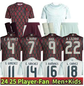 Мексика 2024 Copa America 2026 отборочные квалификации Raul Chicharito Soccer Jerseys Lozano Dos Santos 24 25 H.Lozano Мужские детские футбольные рубашки Версия фанатов