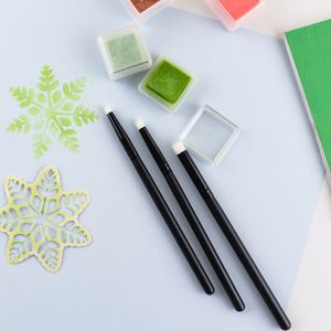 3pcs/set Mini Detailed Blending Brushes for Ink Painting Fine Areas Intricate Stencils Cards Making 8/6/4mm Head 16cm Handle