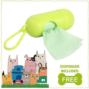 Amido de milho 100% biodegradável e compostável cocô de cocô, bolsa de lixo para cães, saco de cocô, saco cocô com um dispensador