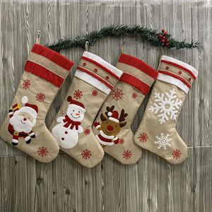 Decorazioni natalizie Babbo Natale Snowman Stockings Sunza di lino di natale Christmatre Usint