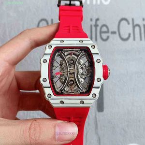 Orologio da uomo di lusso Richar m canna vuoto Designer Watch Specchio a zaffiro Specchio di gomma Cintura in acciaio inossidabile impermeabile E4G9