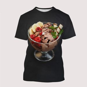 男性の女性の子供向けの新しいアイスクリーム3DプリントTシャツおいしい食品パターン通気性軽量夏のスポーツトップス