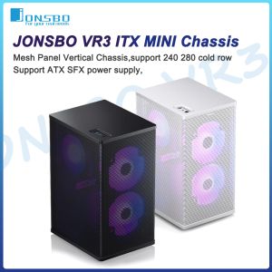 Towers Jonsbo VR3 Sunucu Küçük Kılıf 4 Sabit Disk ITX Mini Şasi PC Oyun Kılıf Desteği 240/280 PCIE3.0 adaptör kablosu ile Cater Soğutma