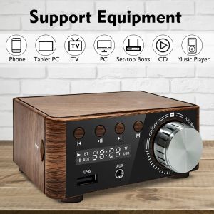 Amplifikatör 50W+50W Infineon MA12070 Bluetooth 5.0 Dijital Ses Güç AMP Sınıfı D USB AUX TF Home Theatre HiFi Stereo Mini Amplifikatör