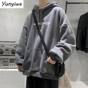 Erkek Ceket Hoodies kış büyük kadife kalınlaştırma mektubu baskı gevşek ve çok yönlü basit sweatshirt büyük boy kapşon üst