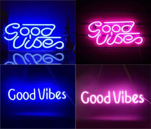 Good Vibes Neon Sign Light USB Powered Blue Pink LED Signs Night Lamp for Bedroom Beer Bar Pub el Party Restaurant Recreational2584036