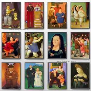 Śmieszne vintage Fernando Botero Plakaty Streszczenie Fat tancerz płótno malarstwo olejne ścienne sztuka salon para wystroju domu