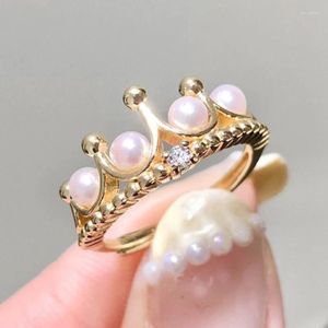 Cluster Rings Vintage Design Pearl Ring 14K Gold Filled Crown Many Real Natural Pearls Engagement Female Statement Jewelry