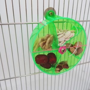 新しいオウムの採餌ホイール回転gnawed鳥のおもちゃ噛む抵抗性フードボックスバードフィードストレージケースバードフィーダーデバイスペット用品
