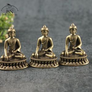 Mässing Bhaisajyaguru Buddha of Medicine Miniature figurin Heminredning Staty Brass Sculpture Office Desktop Ornament Accessories Accessories