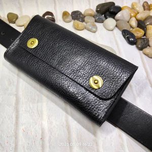 Blongk Genuine Leather Sheath Cell Phone Case Holster Waist Bag Belt Pack Zippered Card Wallet Pouch for Iphone Samsung L2101DK