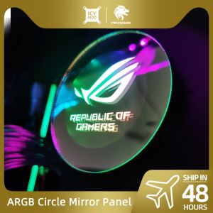Torn 6.5 cm RGB Figurens botten PC -fodral Ljus Mirro Circle Panel Argb Chassis Panel 5V Sync Aura Gamers Mod Plate Anpassningsbar DIY