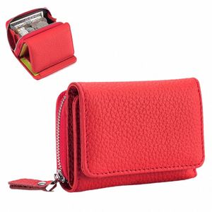genuine Leather Women Wallet Small Zipper Coin Wallet Female Short Cow Leather Women Purse RFID Card Mey Bag Gift for Women 61up#