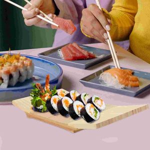 Geschirrsets rotierende Stieftreppe Sushi -Tablett Servingplatte Obst Japaner Stil Sashimi Dish Bambussteak