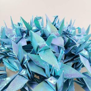 100pcs 10 cm blau origami krane gefaltete diy stapfenpapier girlanden für Hochzeit Geburtstag Babyparty Party Hintergrund Home Entschlüsselung
