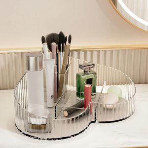 Aufbewahrungsboxen Make-up Organizer Box Herzförmige Make-up niedliche Desktop-Hülle kreative kosmetische Eitelkeitsfeiertagsgeschenke