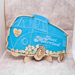 Camper Van Hochzeit Gästebuch Alternativen Drop Top Holzherzen Personalisierte Vintage -Jubiläum Party