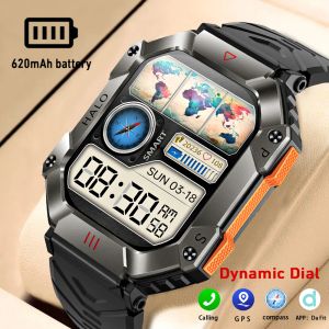 Watches 2023 Military Outdoor Smart Watch 2.0 inch 650 mAh Large Battery Watch GPS Motion Track Compass Bluetooth Call Smartwatch Men