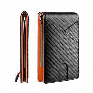 Dienqi Carbfaser RFID Slim Card Luxus Brieftasche Mey Bag Herren Brieftasche Biflold Billfold E0st#