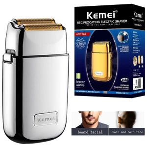 Shavers Original Kemei Rechargeable Metal Housing Pro Electric Shaver For Men Hair Beard Electric Razor Bald Shaving