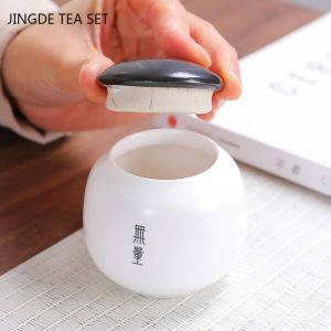 Ceramic Small Portable Airtight Tank Tea Caddy Moisture-proof Jar Home Tea Organizer Airtight Jars Kitchen Spice Container