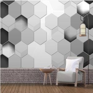 3D Wall Murals tapet enkel polygonbump stereo svartvitt enkel modern 3D -bakgrund vägg259t