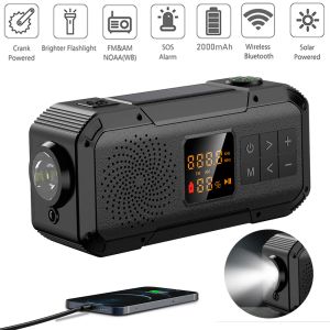 Chargers Outdoor Camping Emergency Radio Solar Hand Crank Dynamo Radio BT5.0/FM/AM/NOAA 2000Mah Phone Charger Power Bank Flashlight SOS