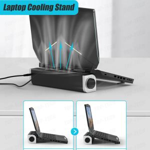 Pads Laptop Cooler Stand Cooling Fean для Macbook Air Pro Laptp Pad Pads Pablest Держатель телефона 3 Регулируемая USB Multi Function