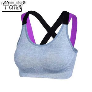 Yoga Outfits Yomy Sexy Backless Womens Sports Bra Yoga Running Push Up Pads Fitness Top Verstellbare Schultergurte Sport Tank Top Sports Bra Y240410