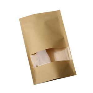 10pcs Brown Kraft Sacos de papel auto -vedação zíper de stand up bolsas de casamento