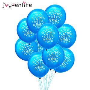 10/15pcs 1st Birthday Balloons Blue Confetti Latex Ballons Boy Baby One 1 Year Old First Birthday Party Decorations Baby Shower